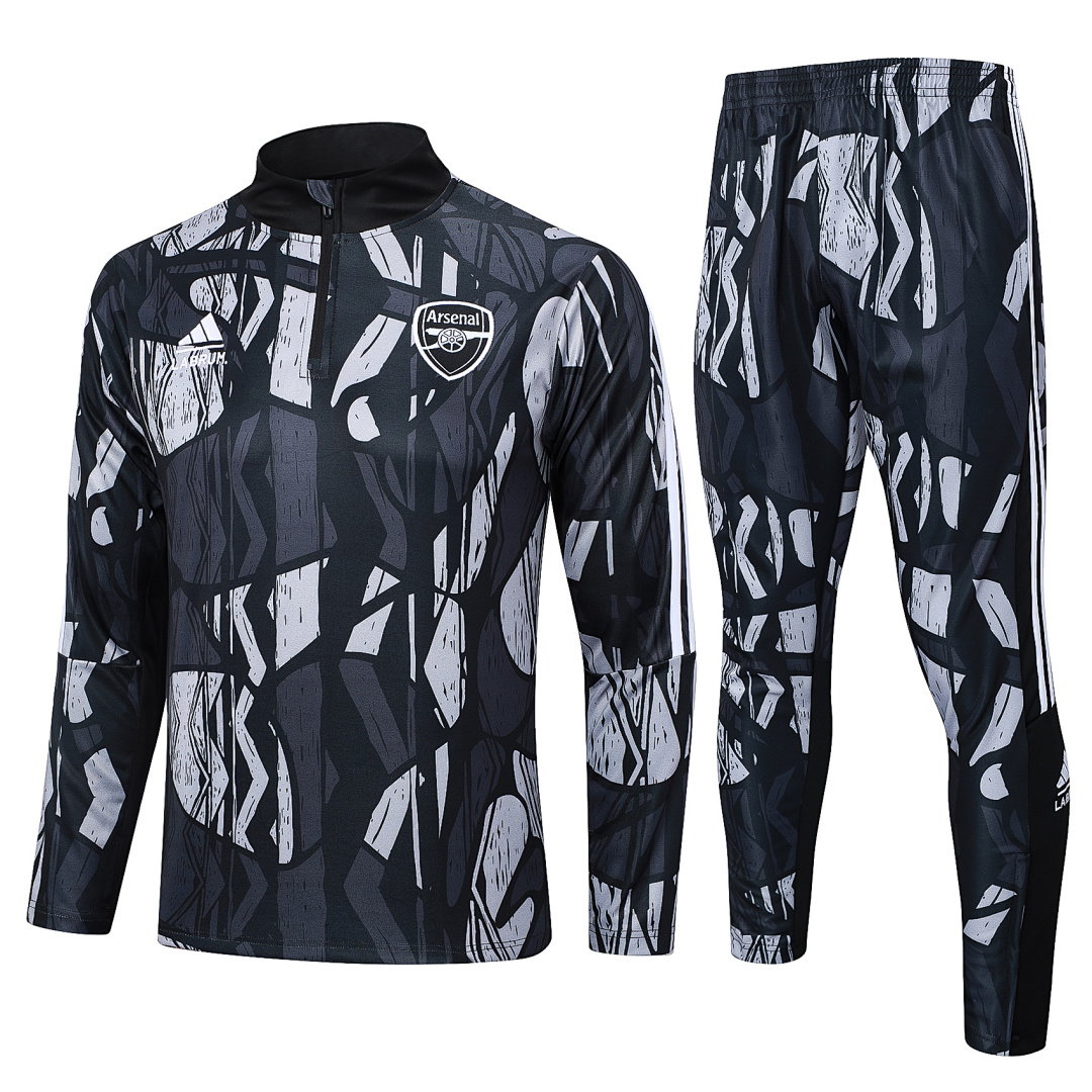 24/25 Arsenal Half-Zip Men's Training Kit Black Gray Print