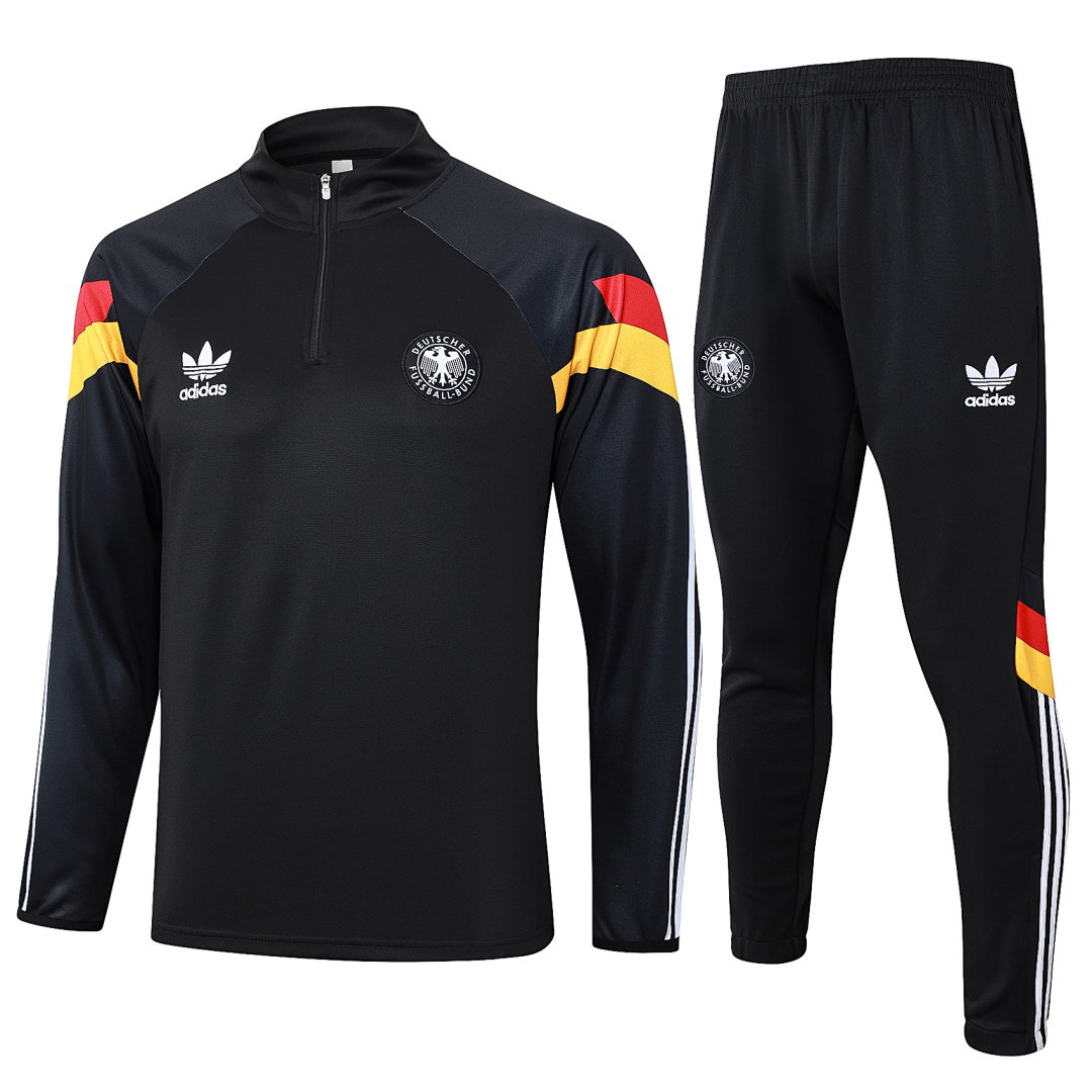 24/25 Germany Half-Zip Men's Training Kit Black Sleeves Red Yellow