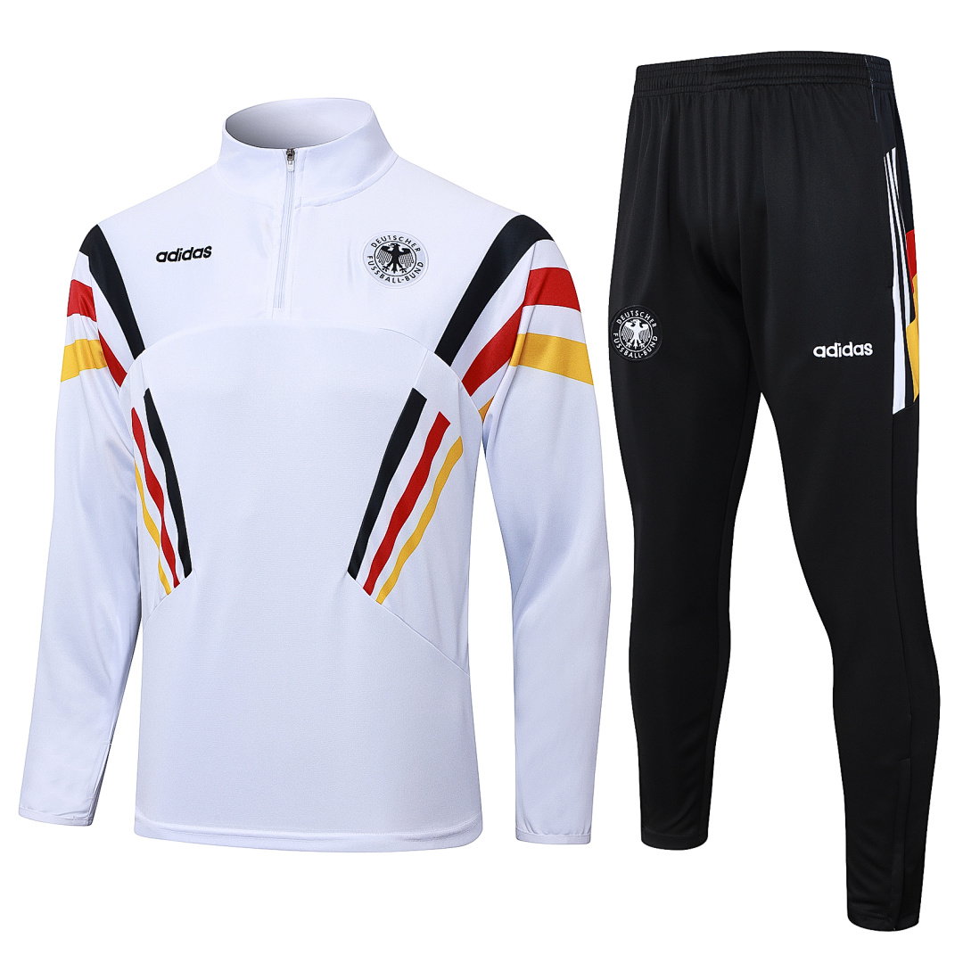 24/25 Germany Half-Zip Men's Training Kit White Sleeves Red Yellow Black
