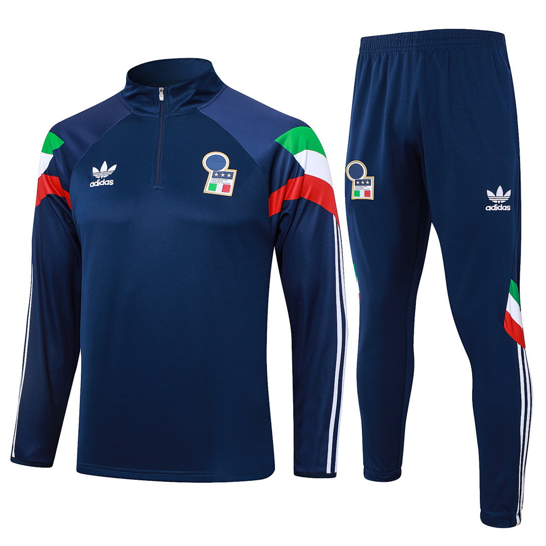 24/25 Italy Half-Zip Men's Training Kit Royal Blue Sleeves Red White Green