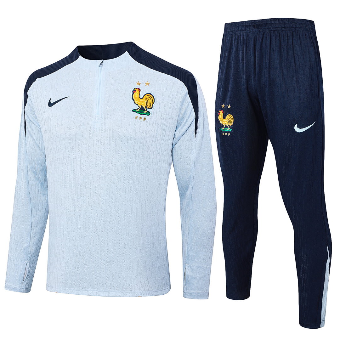 24/25 France Half-Zip Men's Training Kit Light Blue Player Version
