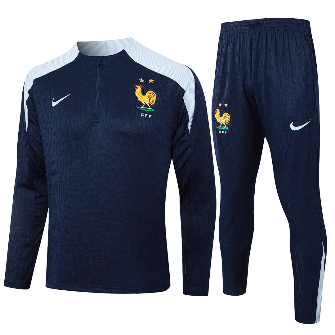 24/25 France Half-Zip Men's Training Kit Royal Blue Player Version