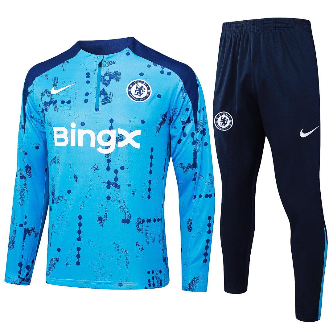 24/25 Chelsea Half-Zip Men's Training Kit Aqua Blue Print