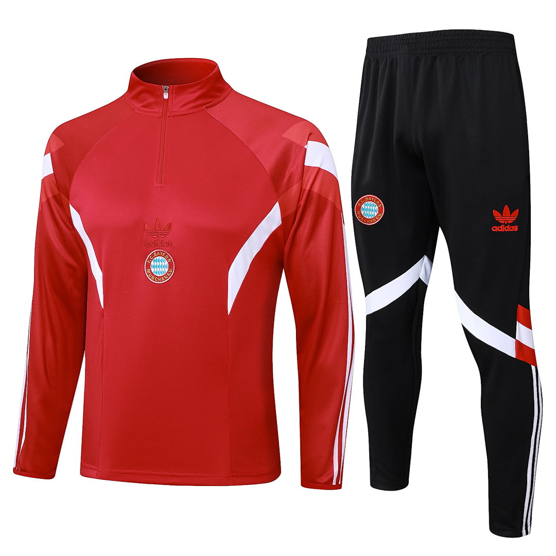 24/25 Bayern Munich Half-Zip Men's Training Kit Red Trefoil Logo