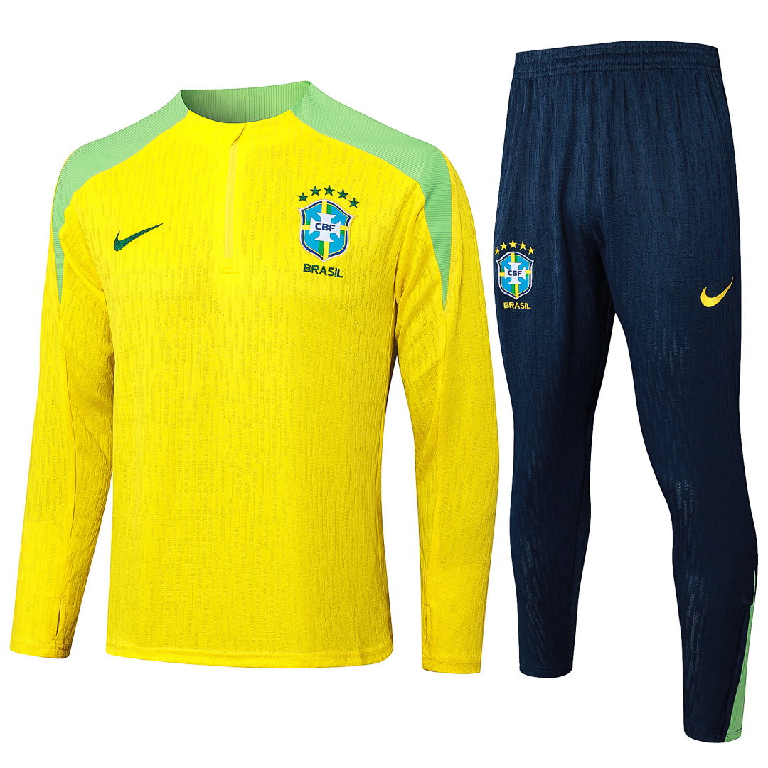 24/25 Brazil Half-Zip Men's Training Kit Yellow Player Version
