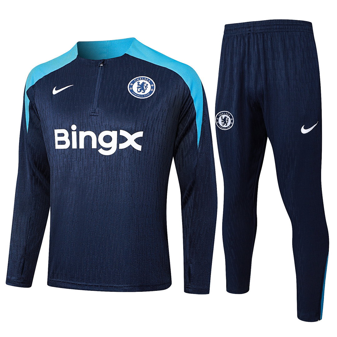24/25 Chelsea Half-Zip Men's Training Kit Royal Blue Player Version