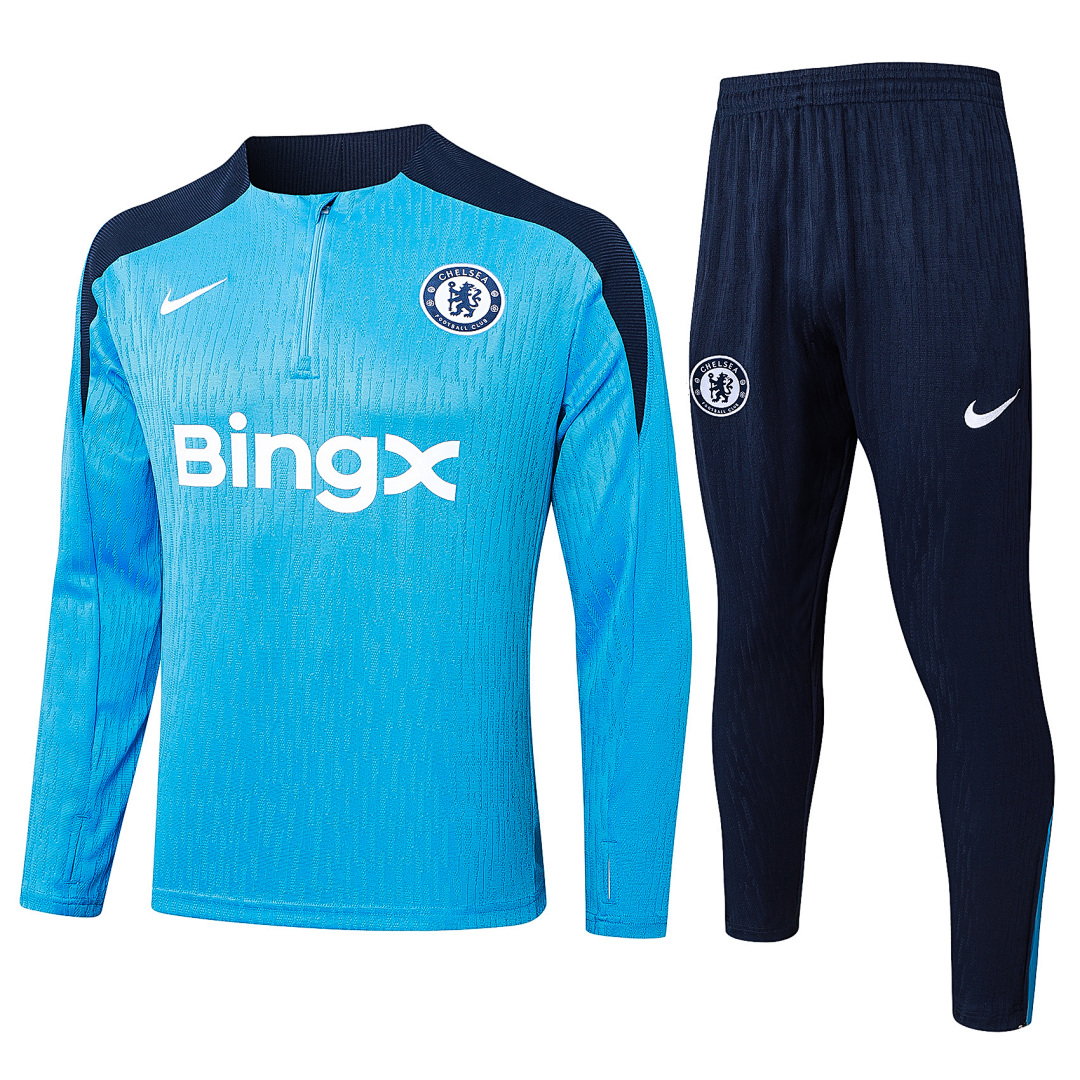 24/25 Chelsea Half-Zip Men's Training Kit Aqua Blue Player Version