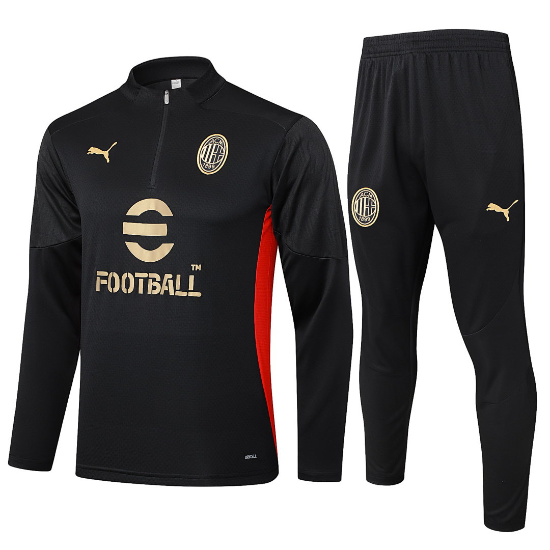 24/25 AC Milan Half-Zip Men's Training Kit Black Player Version