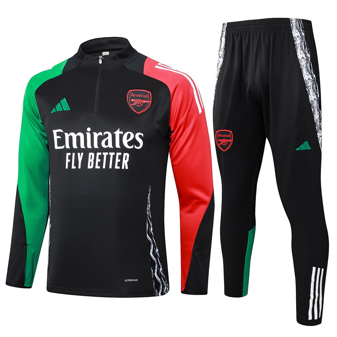 24/25 Arsenal Half-Zip Men's Training Kit Black Shoulder Red Green