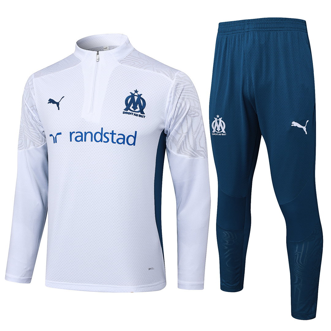 24/25 Olympique de Marseille Half-Zip Men's Training Kit White Player Version