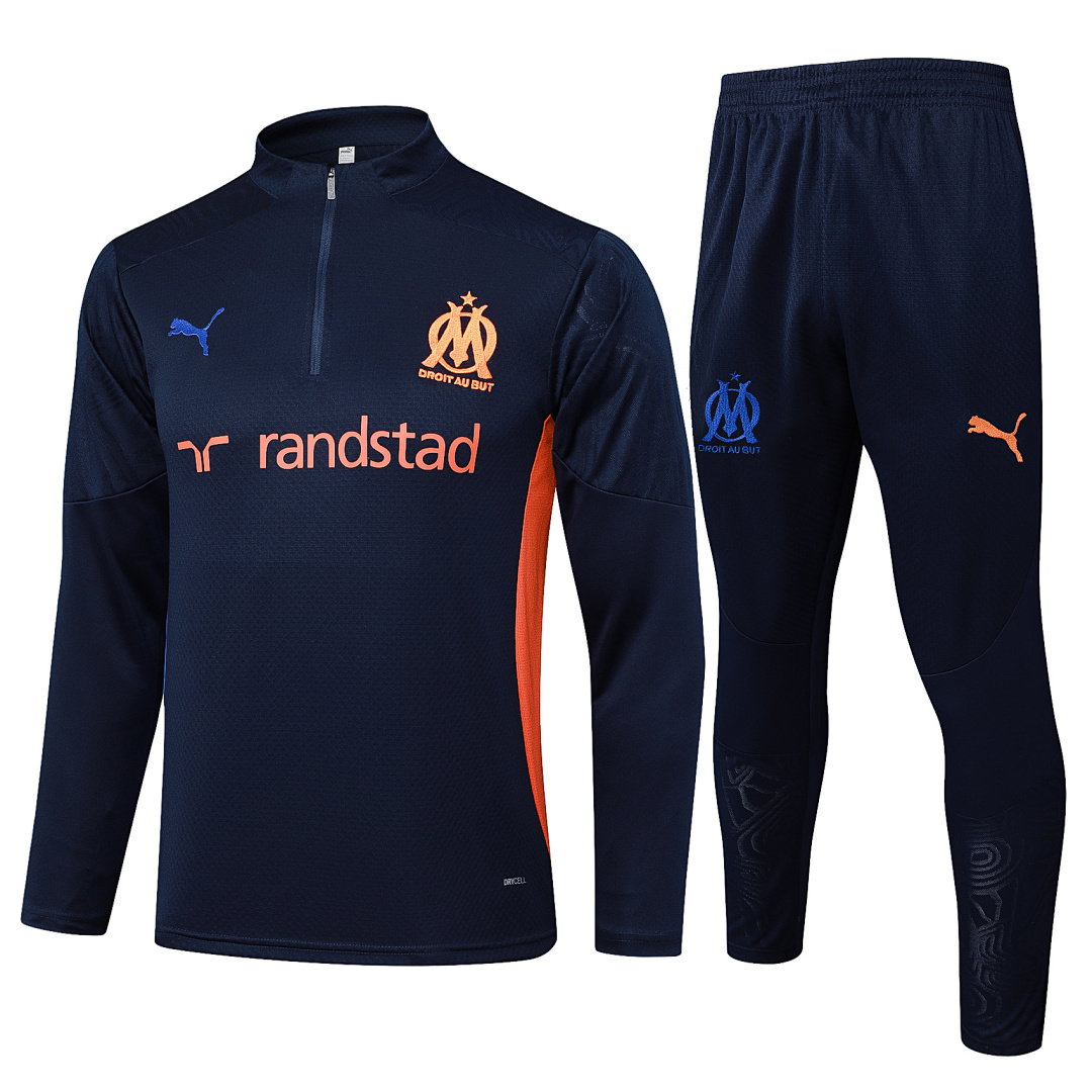 24/25 Olympique de Marseille Half-Zip Men's Training Kit Royal Blue Player Version