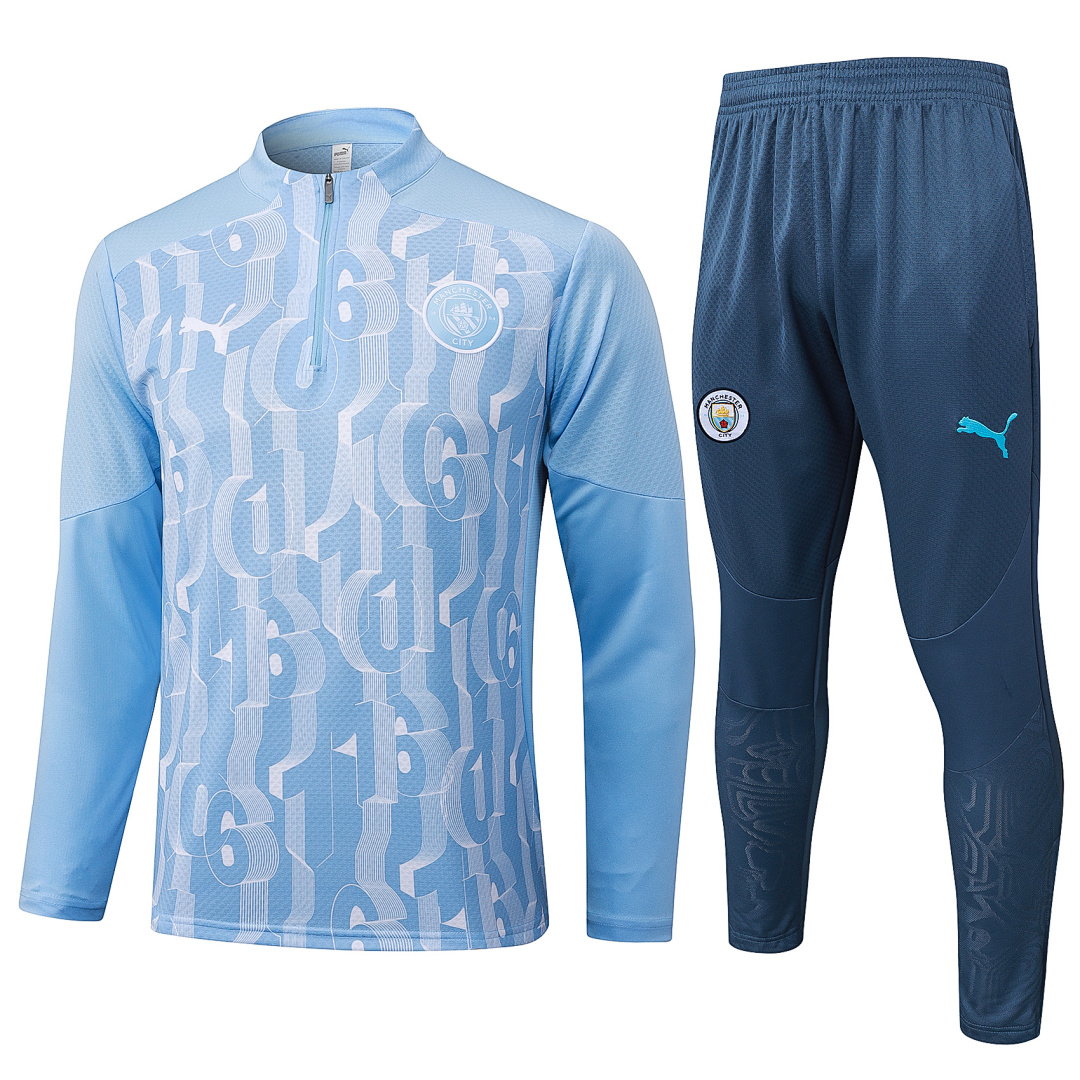 24/25 Manchester City Half-Zip Men's Training Kit Light Blue Print