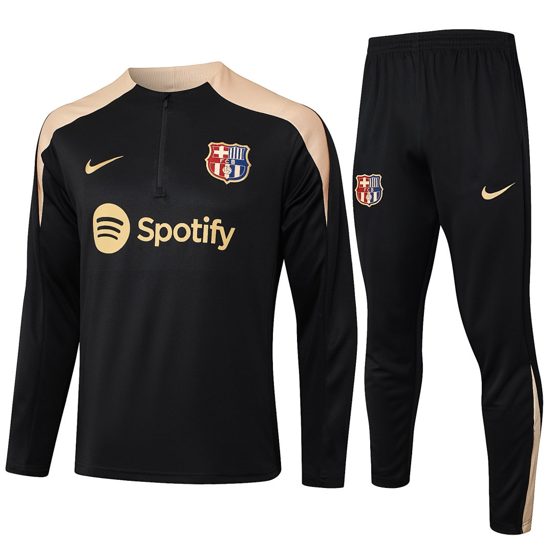 24/25 Barcelona Half-Zip Men's Training Kit Black Shoulder Khaki