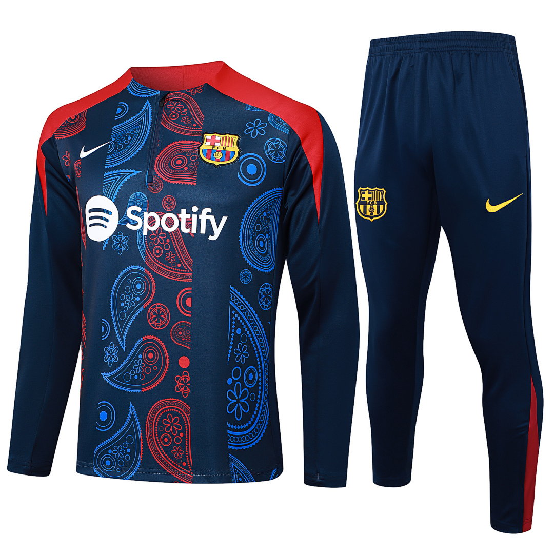 24/25 Barcelona Half-Zip Men's Training Kit Royal Blue Geometric Print