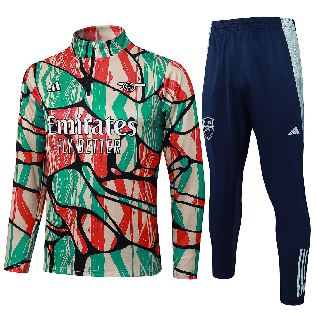 24/25 Arsenal Half-Zip Men's Training Kit Red Green Print