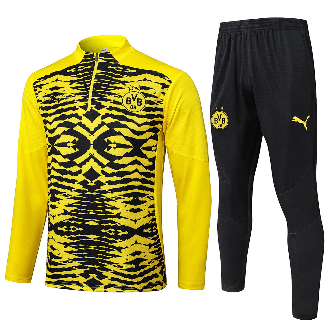 24/25 Borussia Dortmund Half-Zip Men's Training Kit Yellow Black Print Player Version