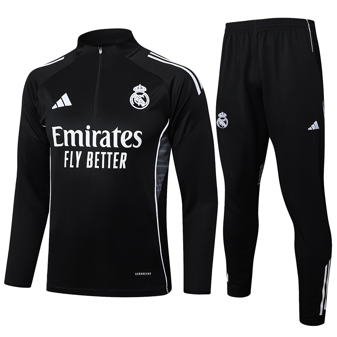 25/26 Real Madrid Half-Zip Men's Training Kit Black