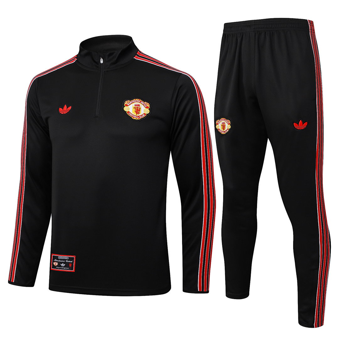 25/26 Manchester United Half-Zip Men's Training Kit Black Retro