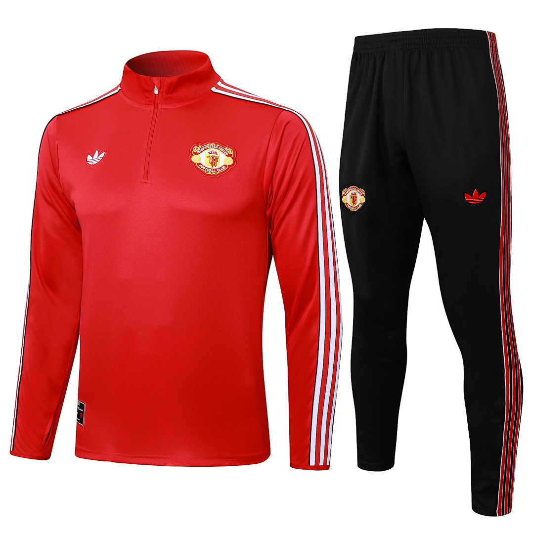 25/26 Manchester United Half-Zip Men's Training Kit Red Retro