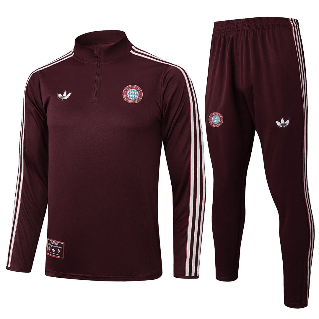 25/26 Bayern Munich Half-Zip Men's Training Kit Dark Burgundy Retro