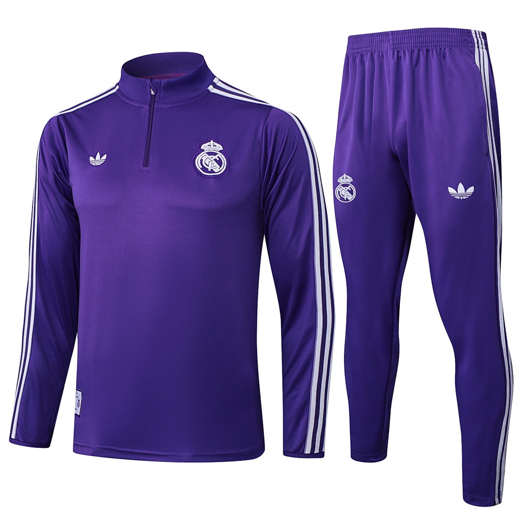 25/26 Real Madrid Half-Zip Men's Training Kit Purple Retro
