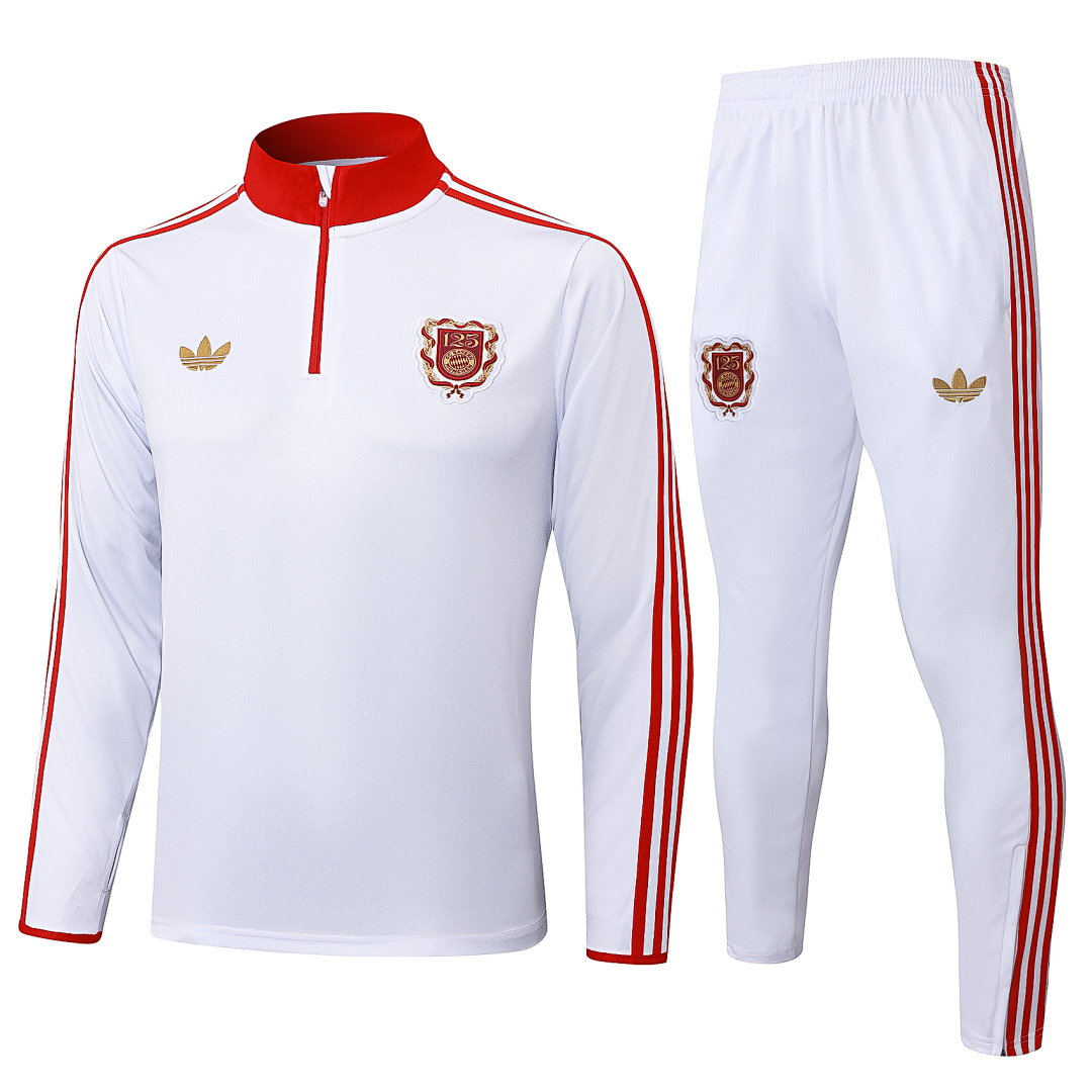 25/26 Bayern Munich Half-Zip Men's Training Kit White 125th Anniversary Edition