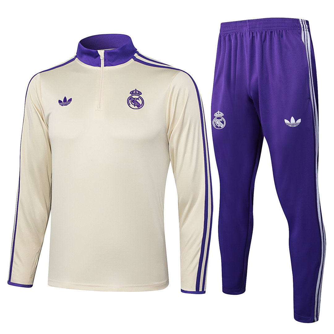 25/26 Real Madrid Half-Zip Men's Training Kit Apricot Retro