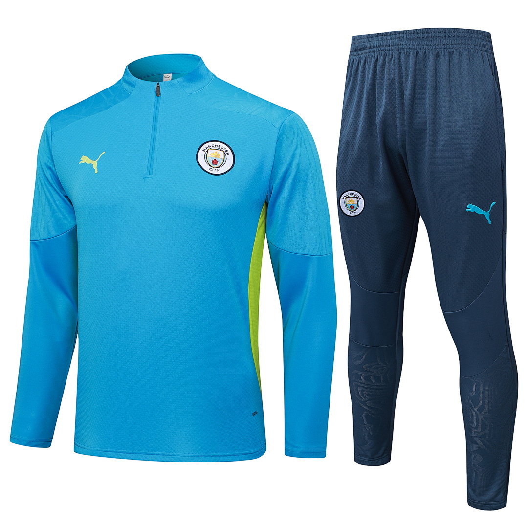 24/25 Manchester City Half-Zip Men's Training Kit Aqua Blue Player Version