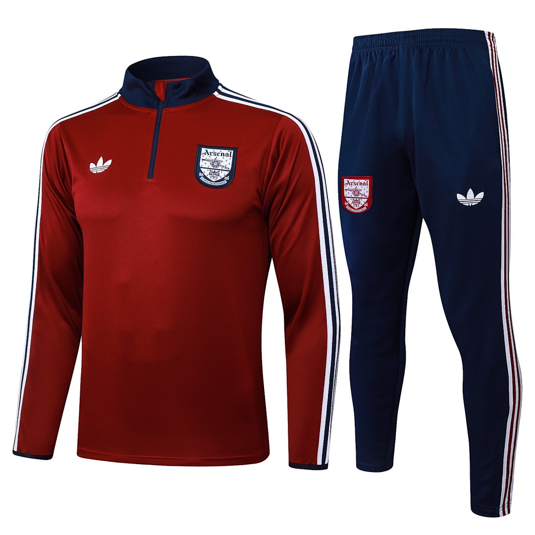 25/26 Arsenal Half-Zip Men's Training Kit Burgundy Royal Blue Collar