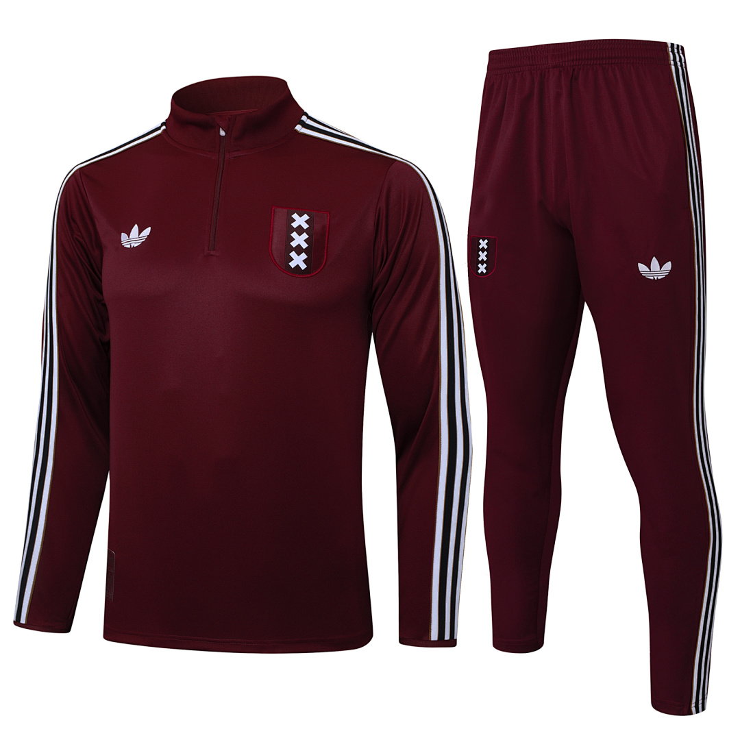 25/26 AFC Ajax Half-Zip Men's Training Kit Dark Burgundy Retro