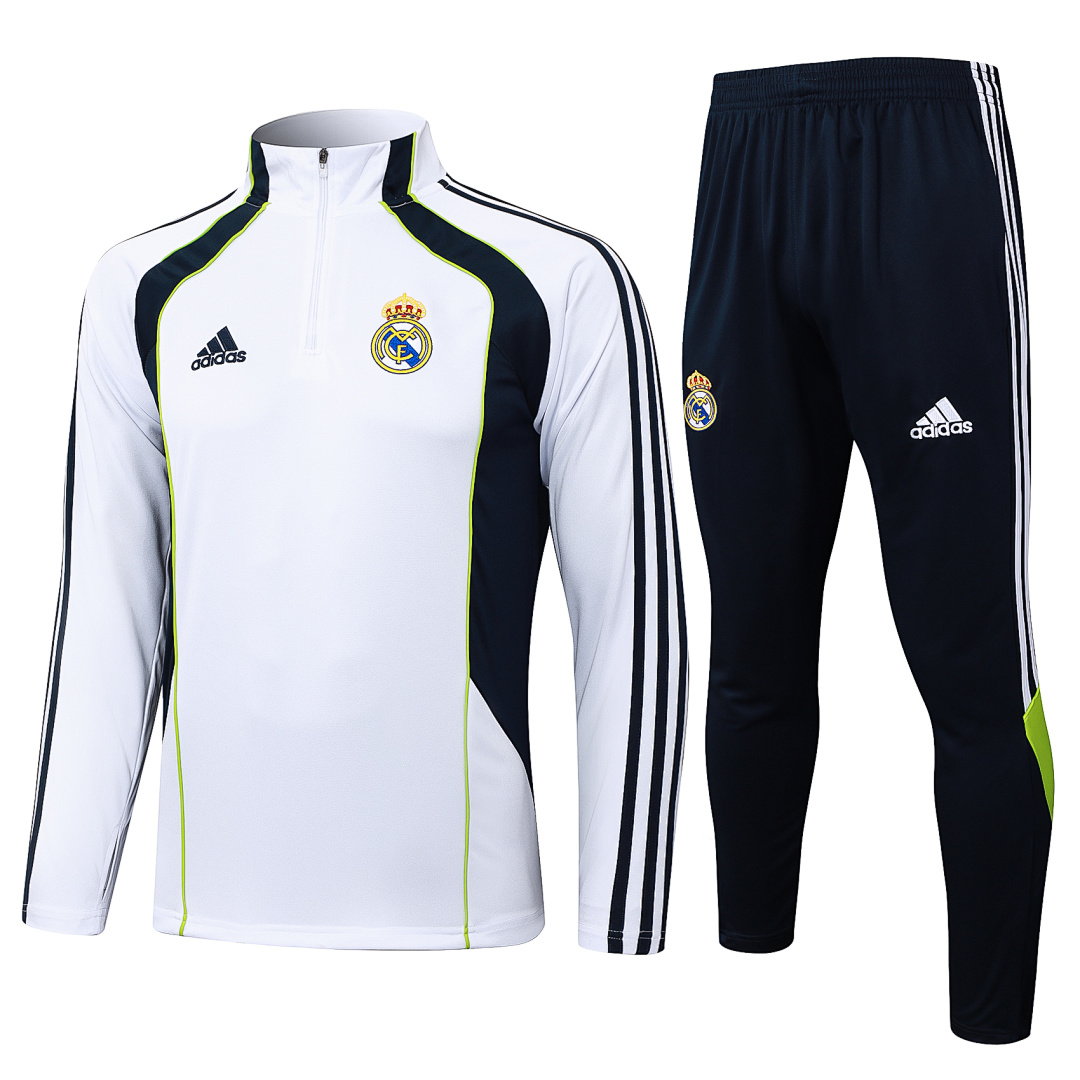 25/26 Real Madrid Half-Zip Men's Training Kit White Retro Teal