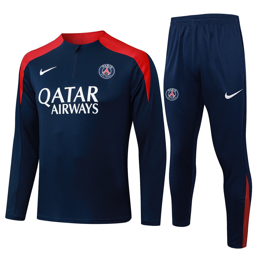 25/26 PSG Half-Zip Men's Training Kit Royal Blue Red Shoulders