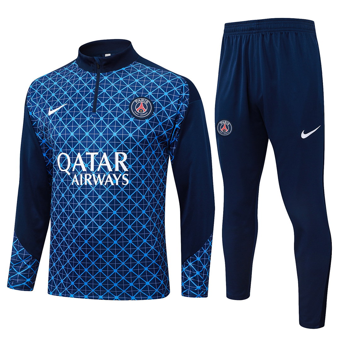 25/26 PSG Half-Zip Men's Training Kit Royal Blue Plaid Print