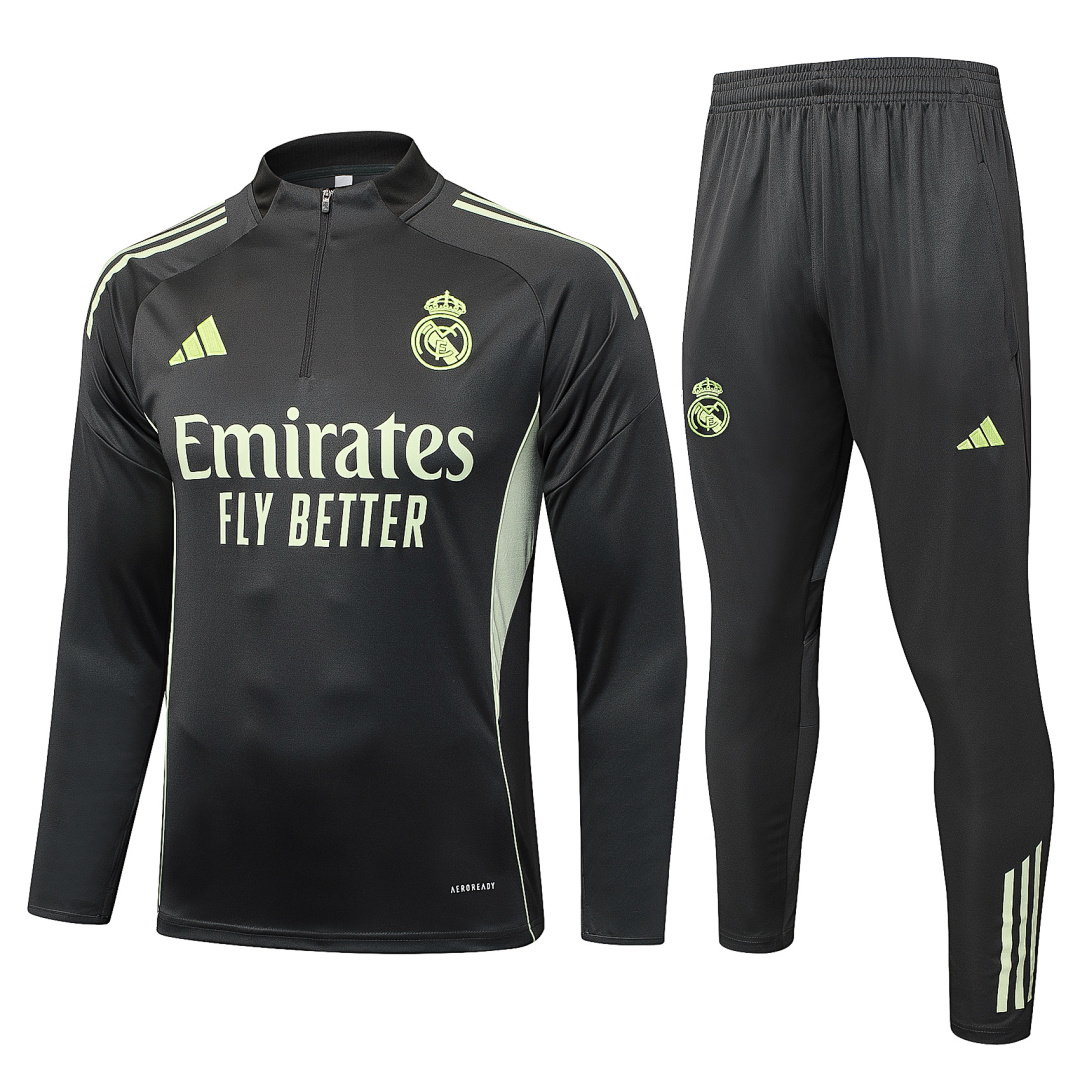 25/26 Real Madrid Half-Zip Men's Training Kit Gray Green