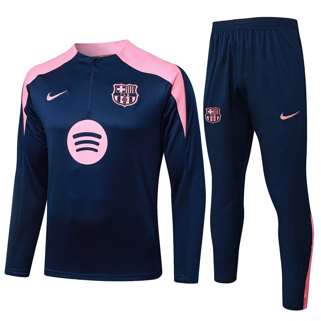 25/26 Barcelona Half-Zip Men's Training Kit Royal Blue Pink Shoulders