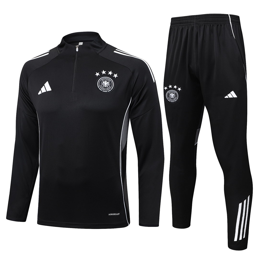 25/26 Germany Half-Zip Men's Training Kit Black Four-Star Club Badge