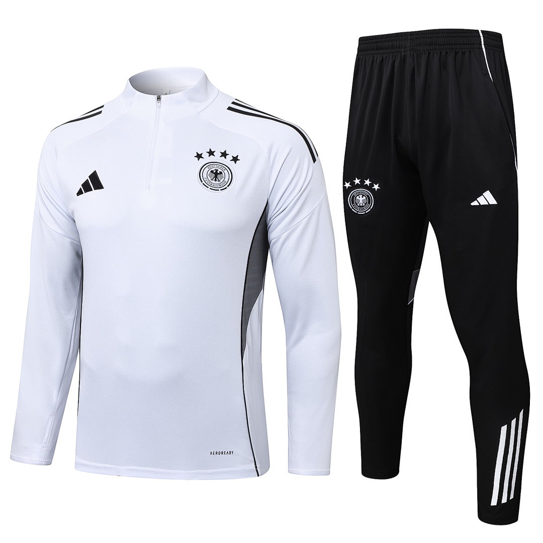 25/26 Germany Half-Zip Men's Training Kit White Four-Star Club Badge