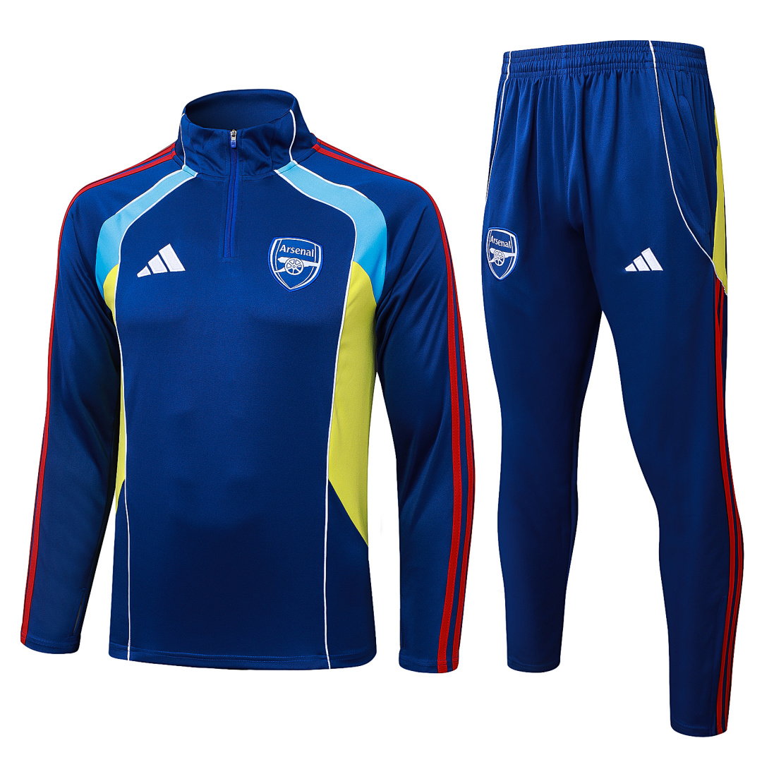 25/26 Arsenal Half-Zip Men's Training Kit Royal Blue Retro Blue Yellow