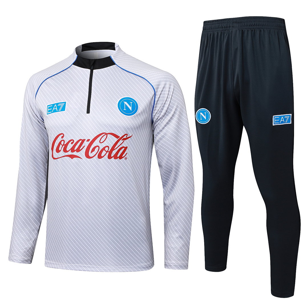 25/26 Napoli Half-Zip Men's Training Kit Light Gray Print