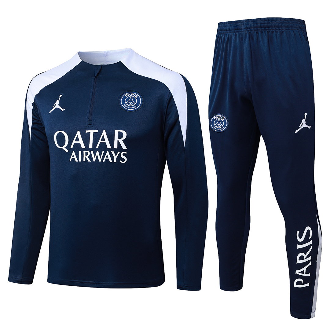 25/26 Jordan PSG Half-Zip Men's Training Kit Royal Blue White Shoulders
