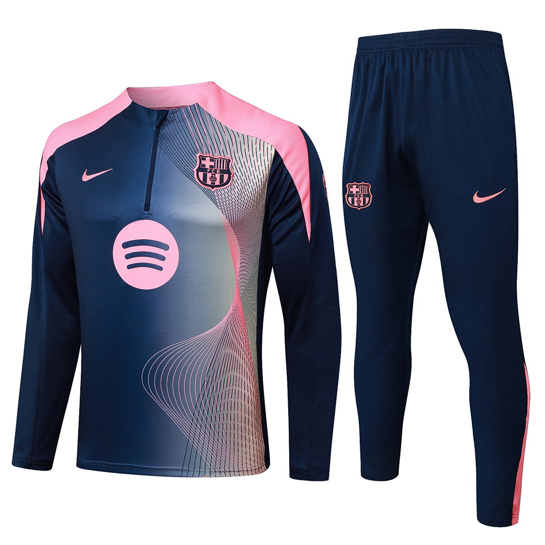 25/26 Barcelona Half-Zip Men's Training Kit Royal Blue Curved Print