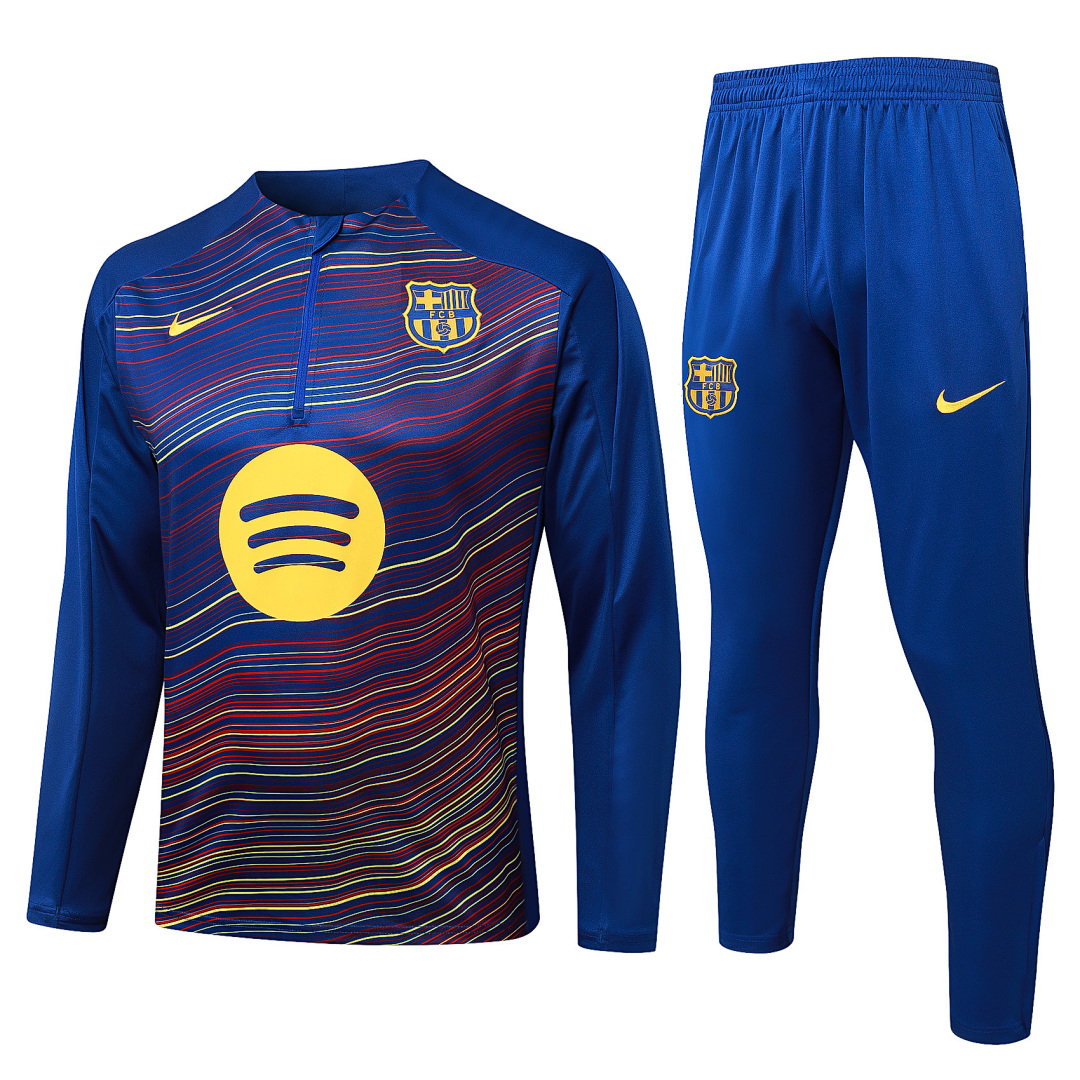 25/26 Barcelona Half-Zip Men's Training Kit Royal Blue Diagonal Stripe Print