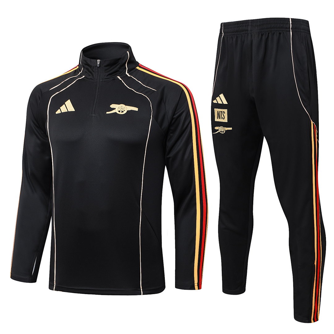 25/26 Arsenal Half-Zip Men's Training Kit Black Retro