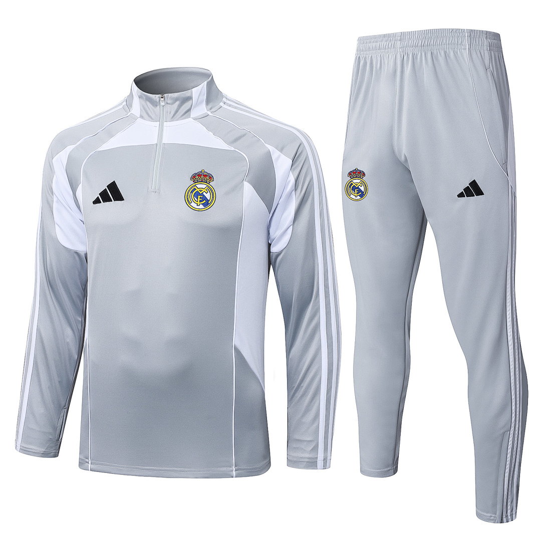 25/26 Real Madrid Half-Zip Men's Training Kit Gray White