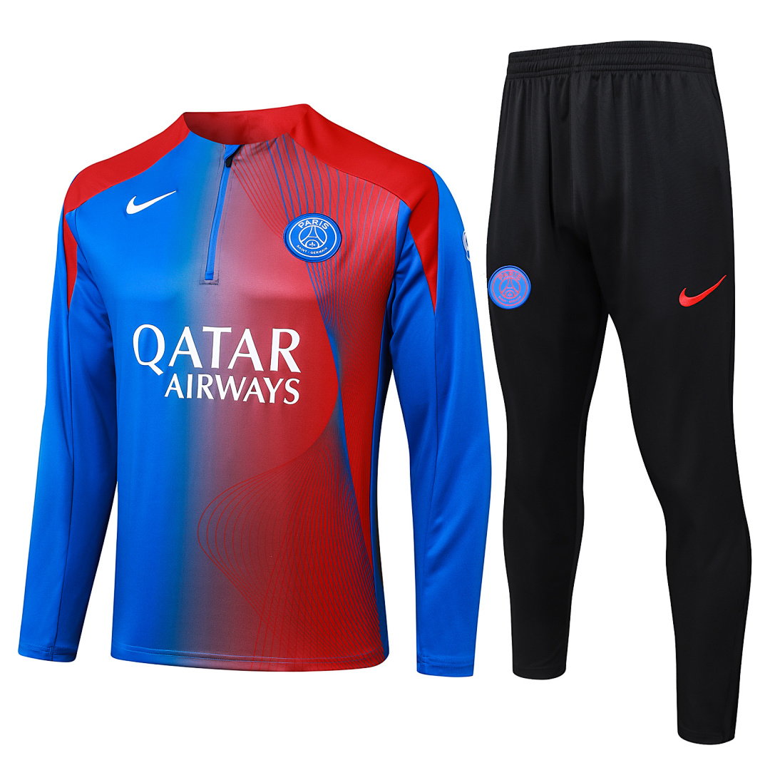 25/26 PSG Half-Zip Men's Training Kit Blue Red Print