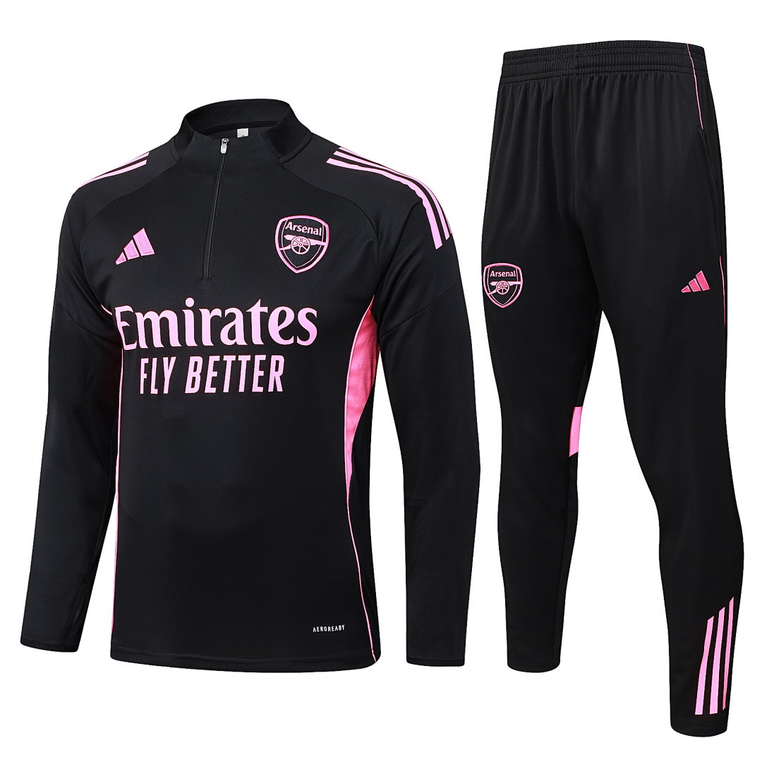 25/26 Arsenal Half-Zip Men's Training Kit Black Pink Sponsor