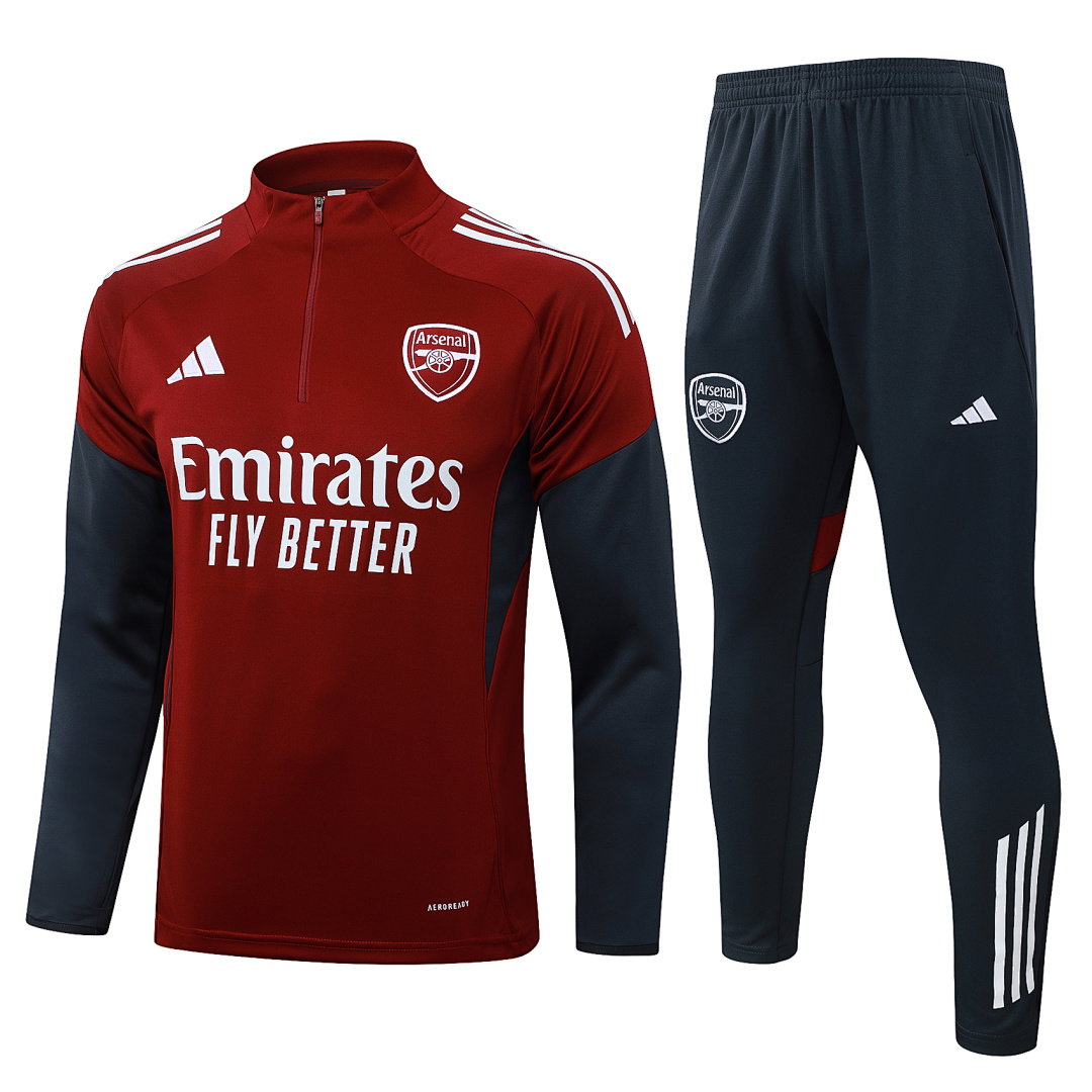 25/26 Arsenal Half-Zip Men's Training Kit Burgundy White Club Badge