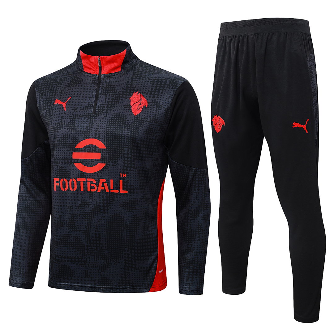 25/26 AC Milan Half-Zip Men's Training Kit Black Print