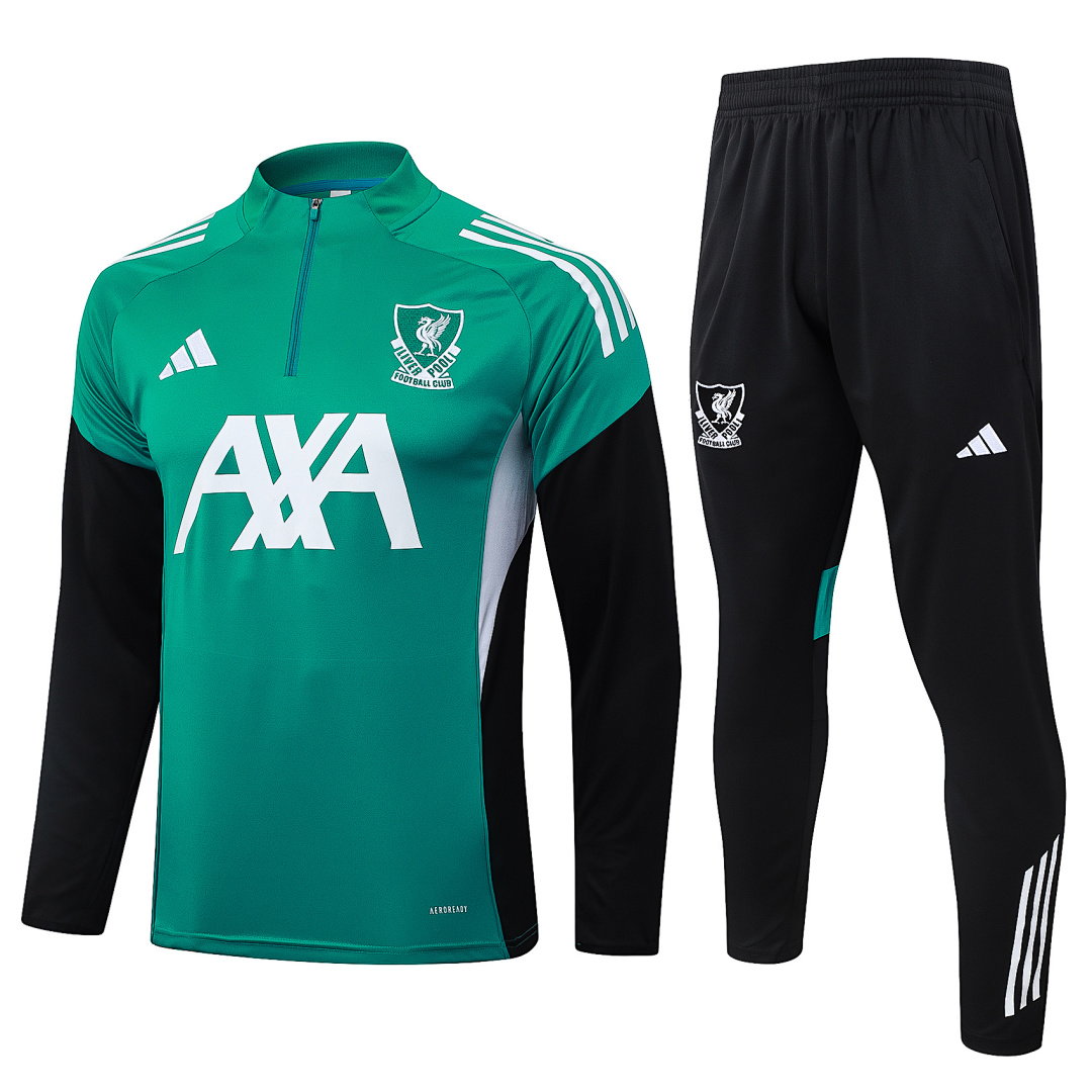 25/26 Liverpool Half-Zip Men's Training Kit Green White Sponsor