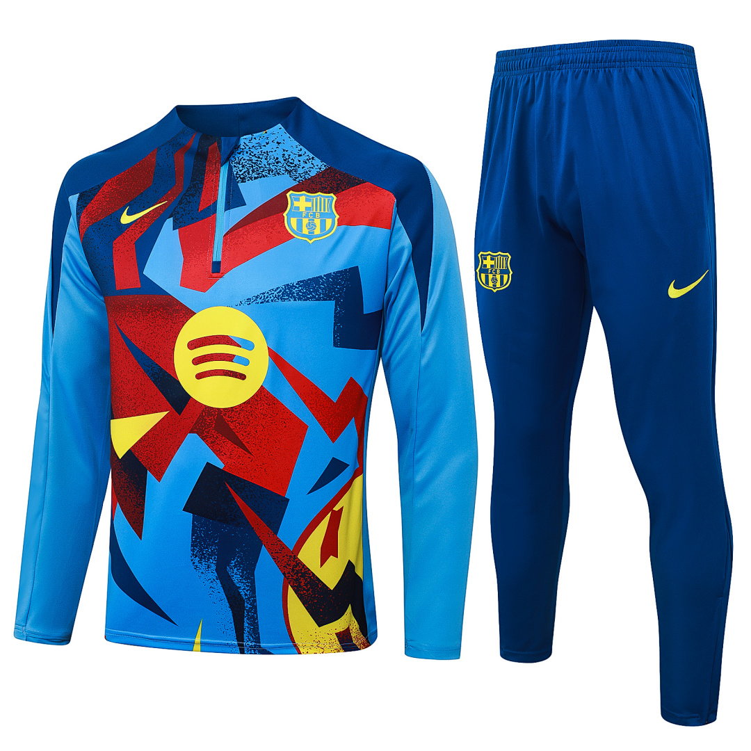25/26 Barcelona Half-Zip Men's Training Kit Light Blue Print